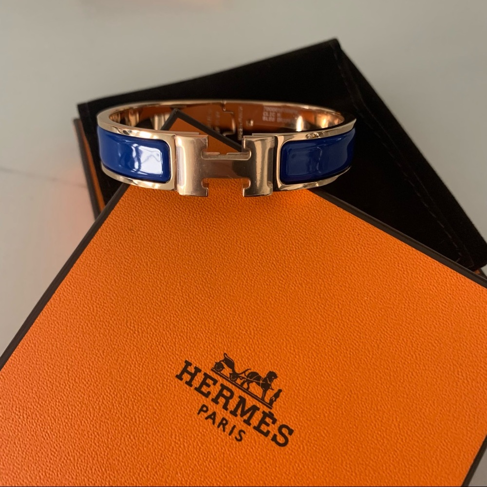 Hermes Clic H Bracelet / Bangle in Bleu Drapeau (Blue)